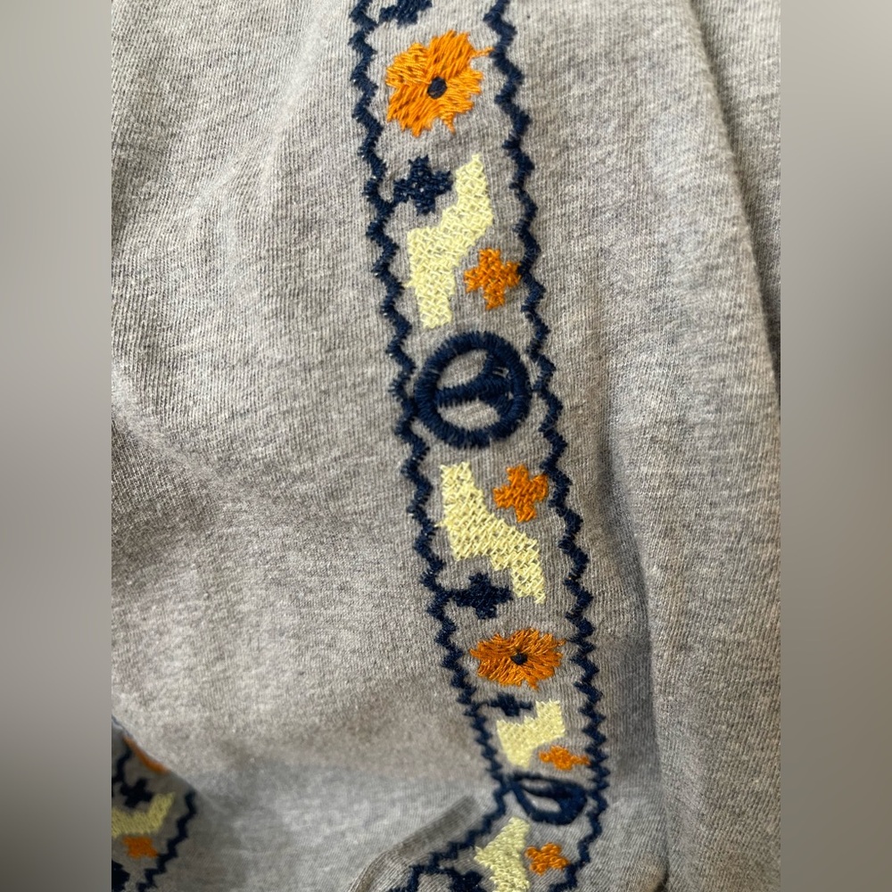 Free People Blue/Gray Groovy Embroidered Stripe Oversized Tee - Picture 8 of 9